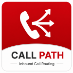 Call Path inbound call routing service icon showing a phone handset with multiple routing directions.